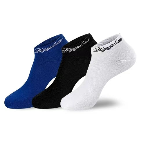 Three pairs of breathable socks (blue, white and black)